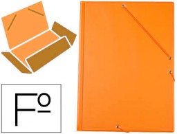 Carpeta de gomas Liderpapel Folio 3 solapas plástico naranja